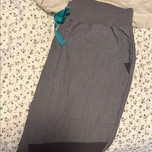 Figs Gray zamora jogger scrubs with Teal Accent
